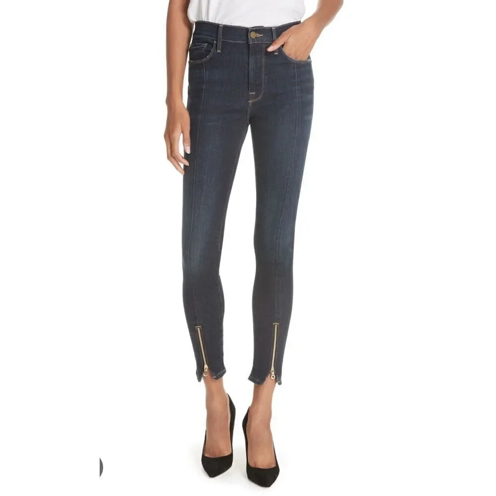 FRAME Denim Skinny Ankle Zip Le Skinny de Jeanne Blue Classic 5 Pocket Jeans Siz